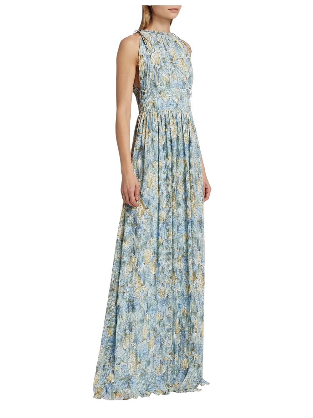 VERONICA BEARD $1k Yardley Pleated Maxi Floral Gown Dress New Powder Blue - Picture 3 of 12